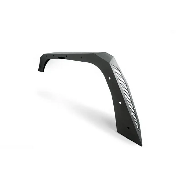 Black plastic side panel for BMW E-type displayed in DV8 Offroad 2007-2018 Jeep Wrangler Armor Style Fenders.