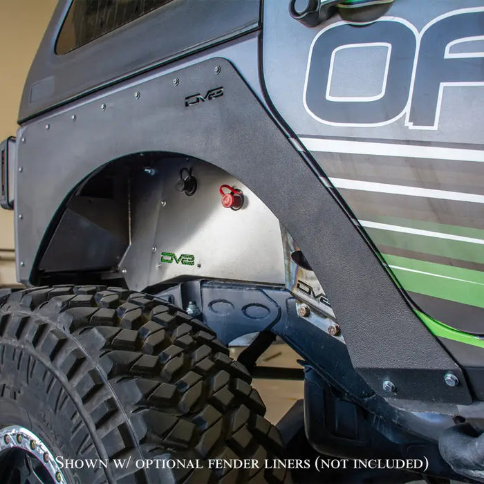 DV8 Offroad Jeep Wrangler Fender Delete kit - Front bumper mounted on rear bumper