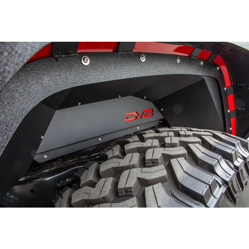 Red ATV front fender shown on DV8 Offroad 201+ Jeep Gladiator Rear Inner Fenders - Black.