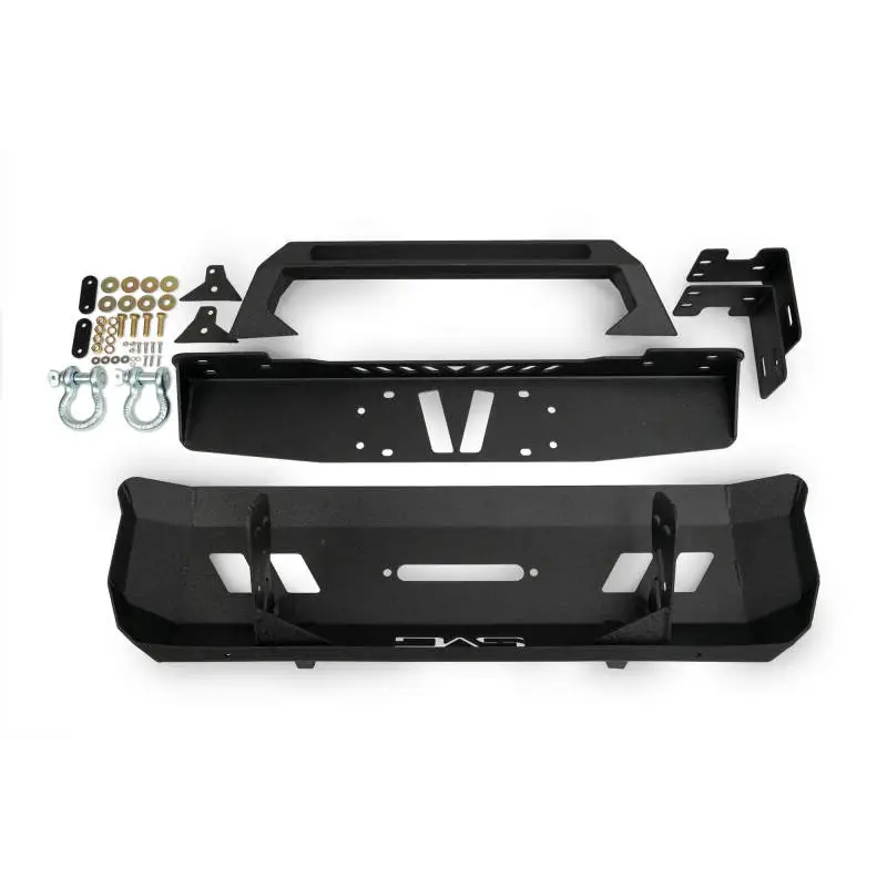 DV8 Offroad front bumper for Ford Mustang displayed in Toyota Tacoma Center Bumper