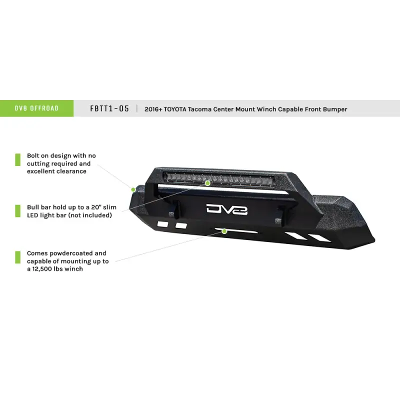 DV8 Offroad Toyota Tacoma Center Bumper with LED Light Bar