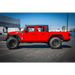 Red Jeep with black rim and wheels on DV8 Offroad 2018+ Jeep Gladiator Rear Bumper