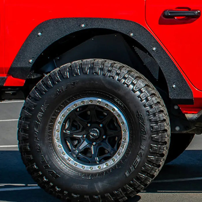 Red truck with black tire - DV8 Offroad 2018+ Jeep JL Fender Delete Kit