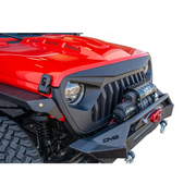 Red Jeep with Black Bumper - DV8 Offroad JL Gladiator Angry Grill