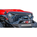 Close up of red Jeep with black bumper, DV8 Offroad 2018+ Jeep JL/Gladiator Angry Grill.