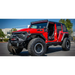 DV8 Offroad 2018+ Jeep JL/ Gladiator Angry Grill with red Jeep parked in parking lot