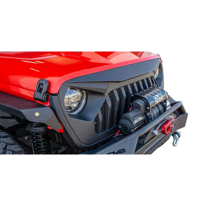Red Jeep with DV8 Offroad Gladiator Angry Grill