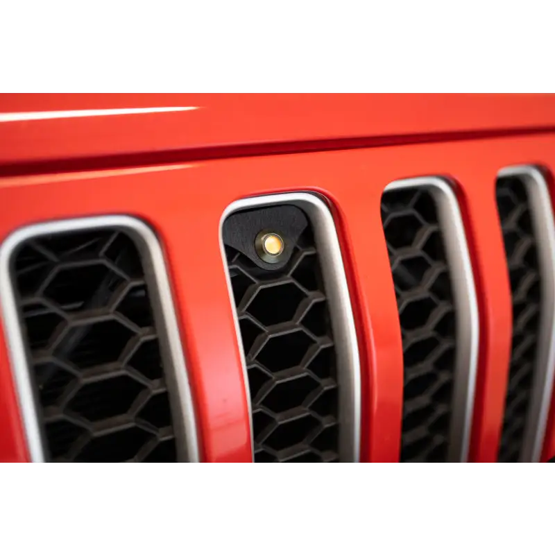 Red Jeep JL Grill with Amber Marker Lights