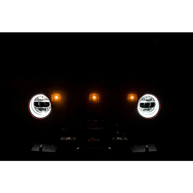 DV8 Offroad 2018+ Jeep JL Grill Amber Marker Lights with White Bulb Headlights