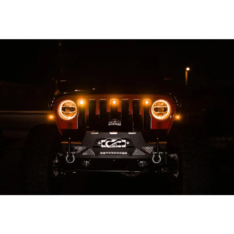 DV8 Offroad 2018+ Jeep JL Grill Amber Marker Lights with LED Jeep Light Bar