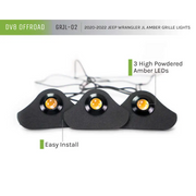 DV8 Offroad 2018+ Jeep JL Grill Amber Marker Lights with LED diagram.
