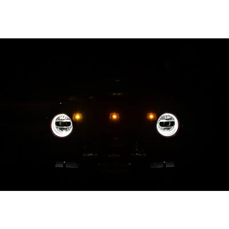 DV8 Offroad Jeep JL Grill Amber Marker Lights - Car headlights in the dark