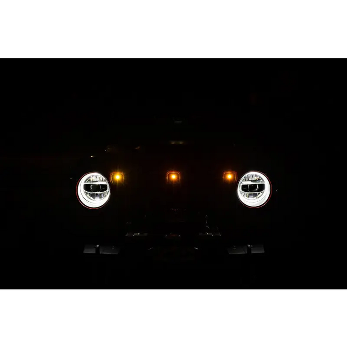 DV8 Offroad Jeep JL Grill Amber Marker Lights - Car headlights in the dark