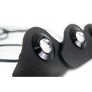 Plastic black eye glasses displayed on DV8 Offroad 2018+ Jeep JL Grill Amber Marker Lights