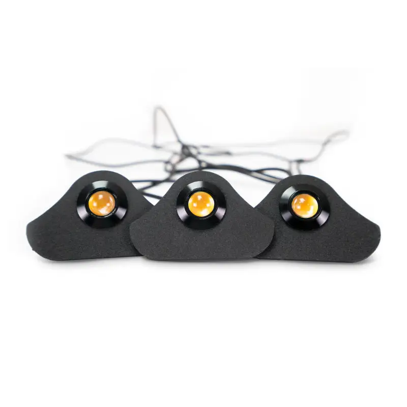 DV8 Offroad 2018+ Jeep JL Grill Amber Marker Lights with black and orange LEDs on white background.