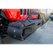 Red truck with black exhaust on DV8 Offroad Jeep JL/Gladiator Winch Ready Front Bumper.