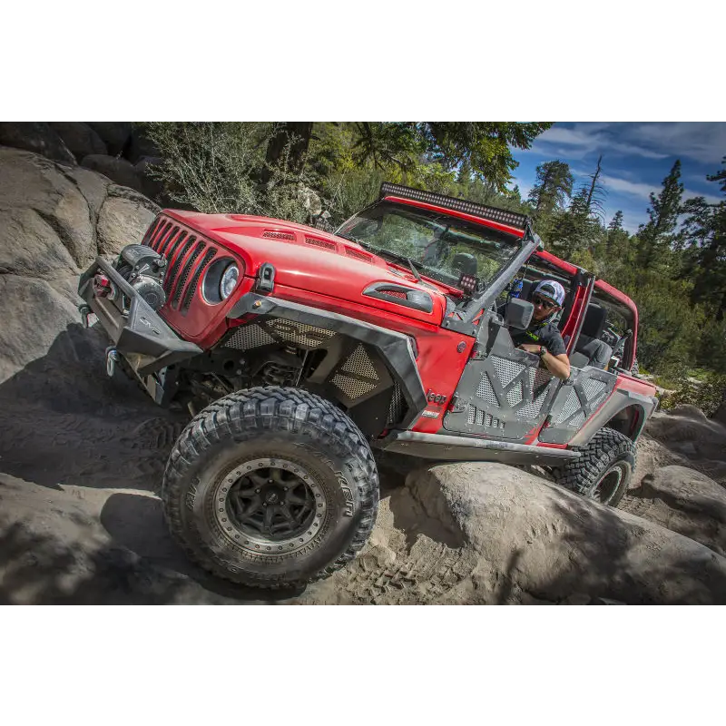 Black DV8 Offroad 2018+ Jeep Wrangler JL Front Inner Fenders: Great option for a Jeep