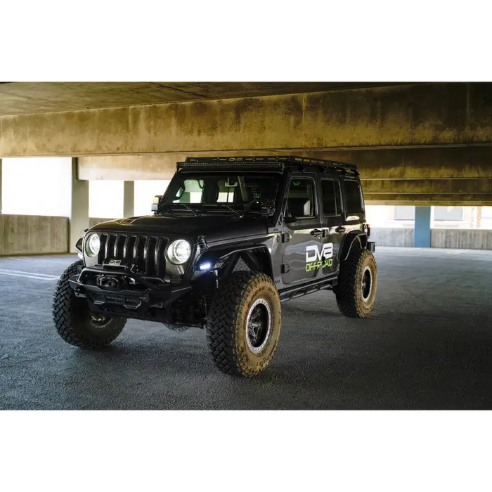 DV8 Offroad 2018+ Jeep Wrangler JL Light Bar Mount in parking garage