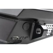 Black computer with metal bracket on DV8 Offroad 2018 Jeep Wrangler JL MTO Series rear bumper.