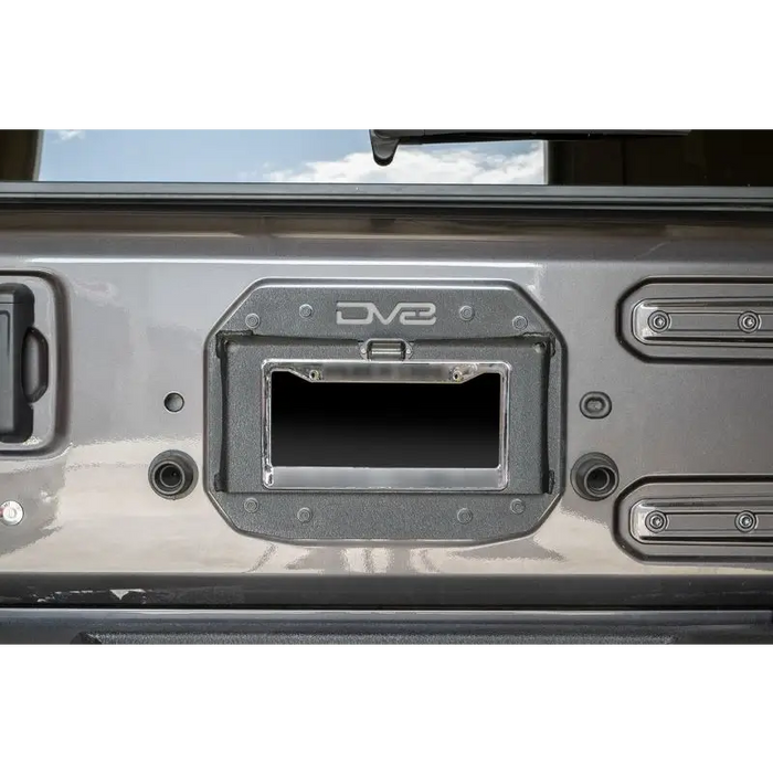 DV8 Offroad 2018+ Jeep Wrangler JL spare tire delete kit dashboard close-up.