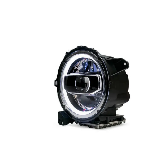 DV8 Offroad 2018+ Jeep Wrangler JL/Gladiator LED Projector Headlights - Black headlight with white light.