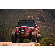 DV8 Offroad Jeep Wrangler JL/Gladiator LED Headlights on a Red Jeep