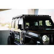 Black Jeep with A Pillar Dual Light Pod Mounts
