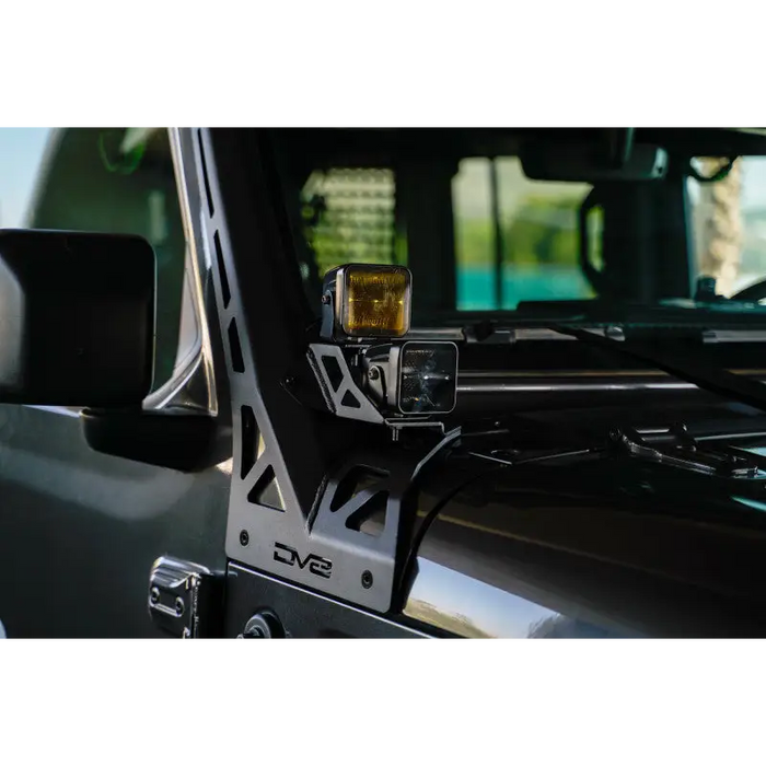 DV8 Offroad 2018+ Jeep Wrangler JLO A Pillar Dual Light Pod Mounts - truck side mirror with light