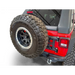 DV8 Offroad 2018+ Jeep Wrangler Tire Carrier with Red Jeep Close Up and Tire