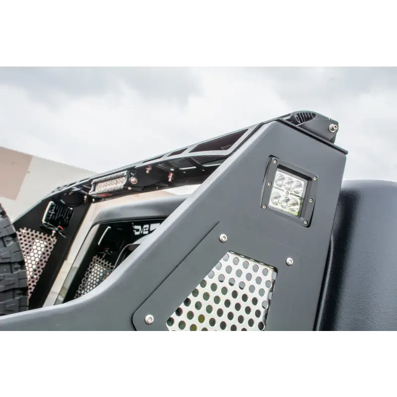 Close up of DV8 Offroad 2019+ Jeep Gladiator Bolt On Chase Rack truck with metal grill.