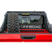 Red Jeep Gladiator with large tire, DV8 Offroad Chase Rack.