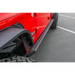 Red Jeep Gladiator with DV8 Offroad side step sliders featuring anti-slip panels.