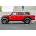Red Jeep Gladiator with black bumper and wheels by DV8 Offroad featuring anti-slip panels