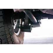 DV8 Offroad Ford Bronco rear shock guard skid plate close up.