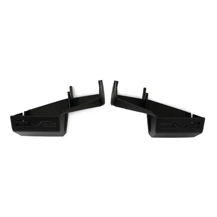 DV8 Offroad 2021-2022 Ford Bronco Rear Shock Guard Skid Plates with black plastic side steps.