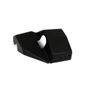 Black plastic cover for a small device on DV8 Offroad Ford Bronco Rear Shock Guard Skid Plates.