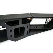 Black plastic box with latch for DV8 Offroad Ford Bronco bumper, dual row light bar, 3in pod light mount