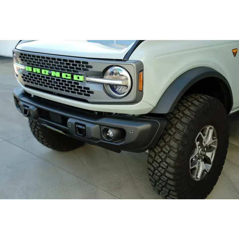DV8 Offroad 2021 Ford Bronco Capable Steel Bumper with Green Light and License Plate Mount