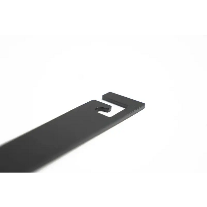 Black phone case on steel bumper with license plate mount.