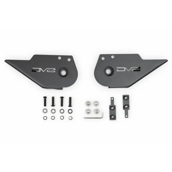 Front bumper mount kit for Polar Bear showcased in DV8 Offroad 2021 Ford Bronco Trailing Arm Skid Plates.