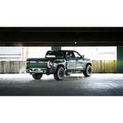 DV8 Offroad MTO Series Rear Bumper Toyota Tundra with roof rack parked in garage