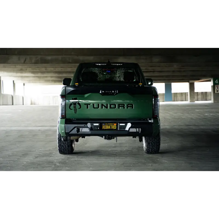 DV8 Offroad MTO Series Rear Bumper on Tuno Truck parked in garage