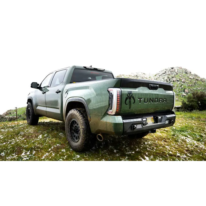 DV8 Offroad 2022-2023 Toyota Tundra MTO Series Rear Bumper parked truck on hill