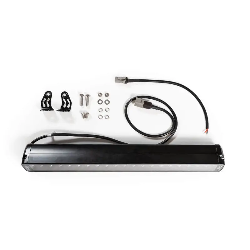 DV8 Offroad 20in Elite Series LED Light Bar Dual Row roof rack with cable on black and silver car