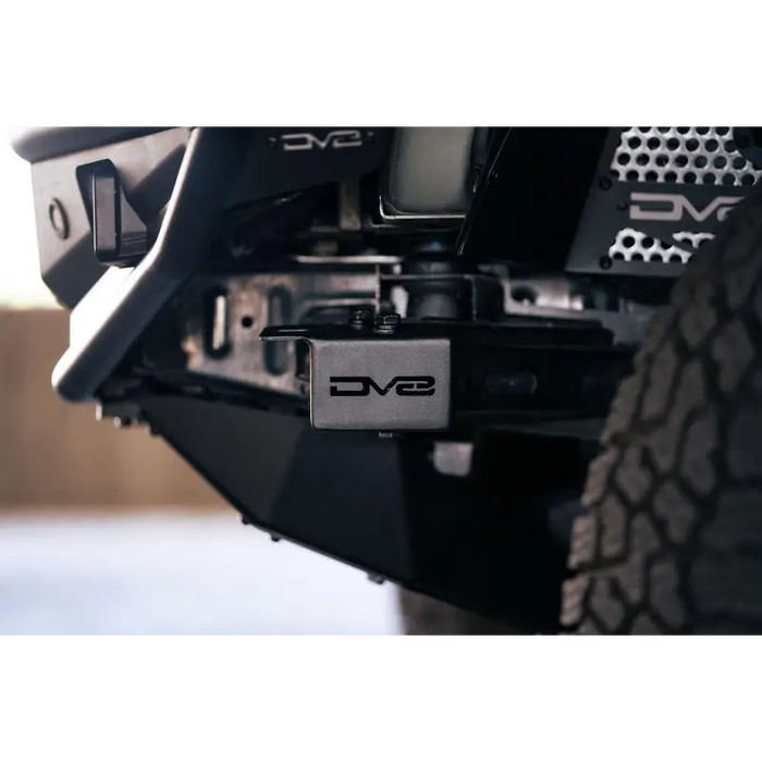 Close-up of a truck license plate on DV8 Offroad 21-22 Ford Bronco Crash Bar Caps.