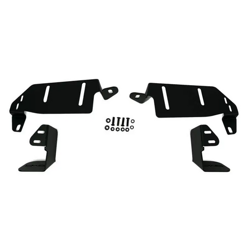 Pair of black plastic front bumpers for BMW E30/E36 with Ford Bronco factory bumper pocket light mount.