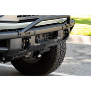 Silver Jeep Wrangler rear bumper bar with license plate relocation bracket.