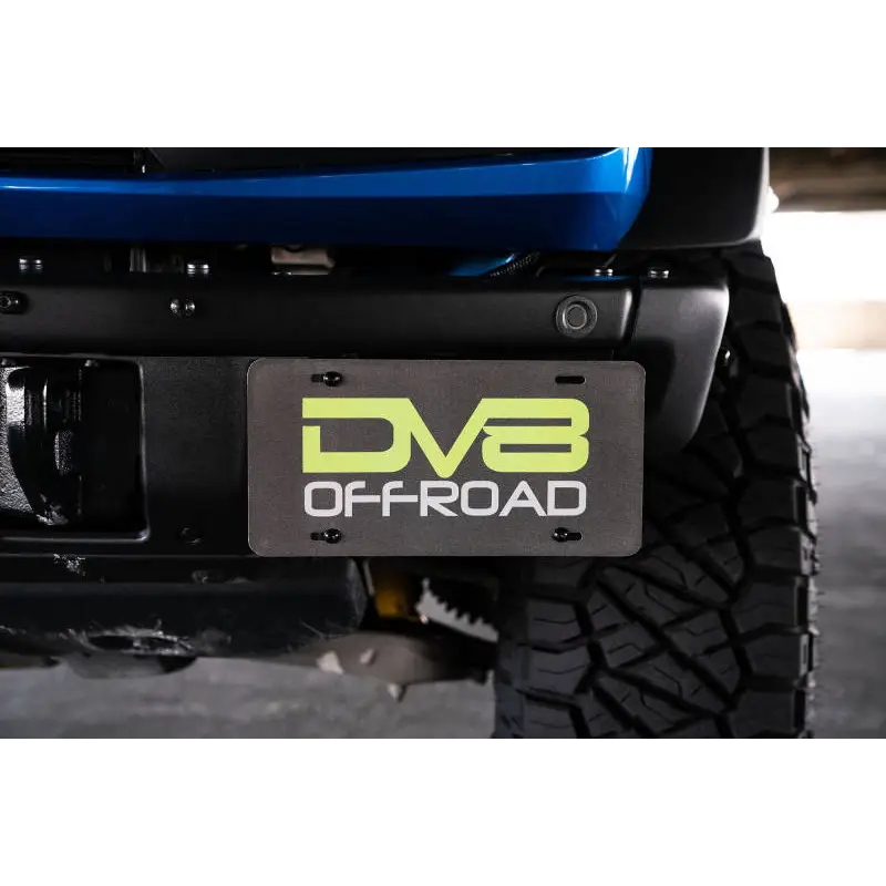 Blue truck front bumper plate with license relocation bracket