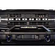 DV8 Offroad black Ford Bronco bull bar with Ford logo