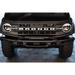 DV8 Offroad black front bumper with light bar for Ford Bronco, featuring bull bar.